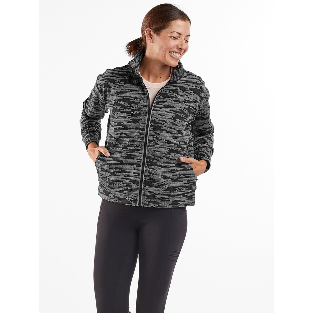 Title Nine Daily Decathlon Jacket M Grey Camo Full Zip Activewear Headlands